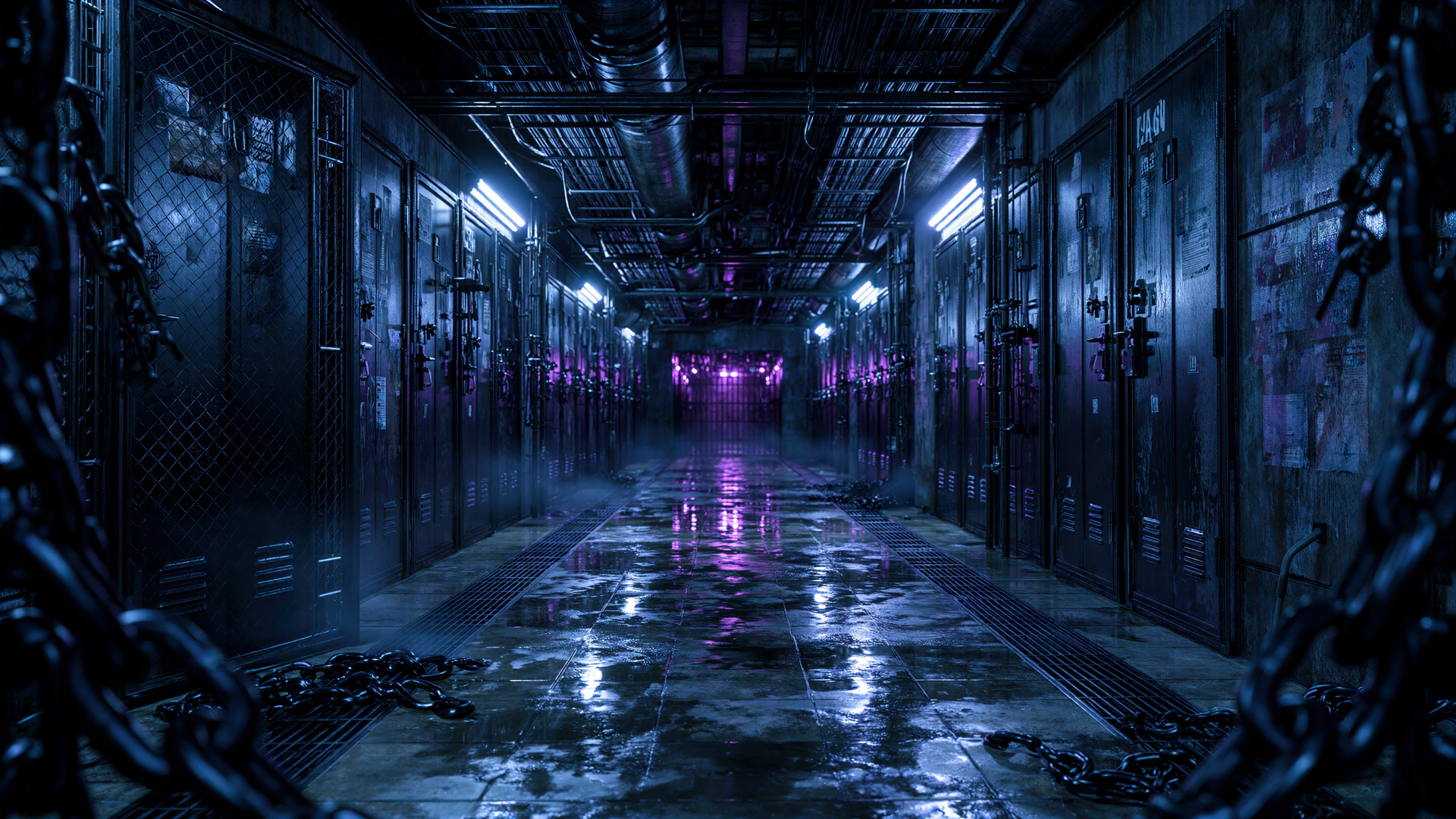 An empty hall of preserved Archive doors